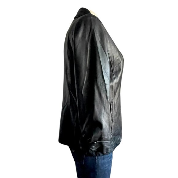 Dennis Basso Black Faux Leather Jacket - XL - Picture 4 of 6